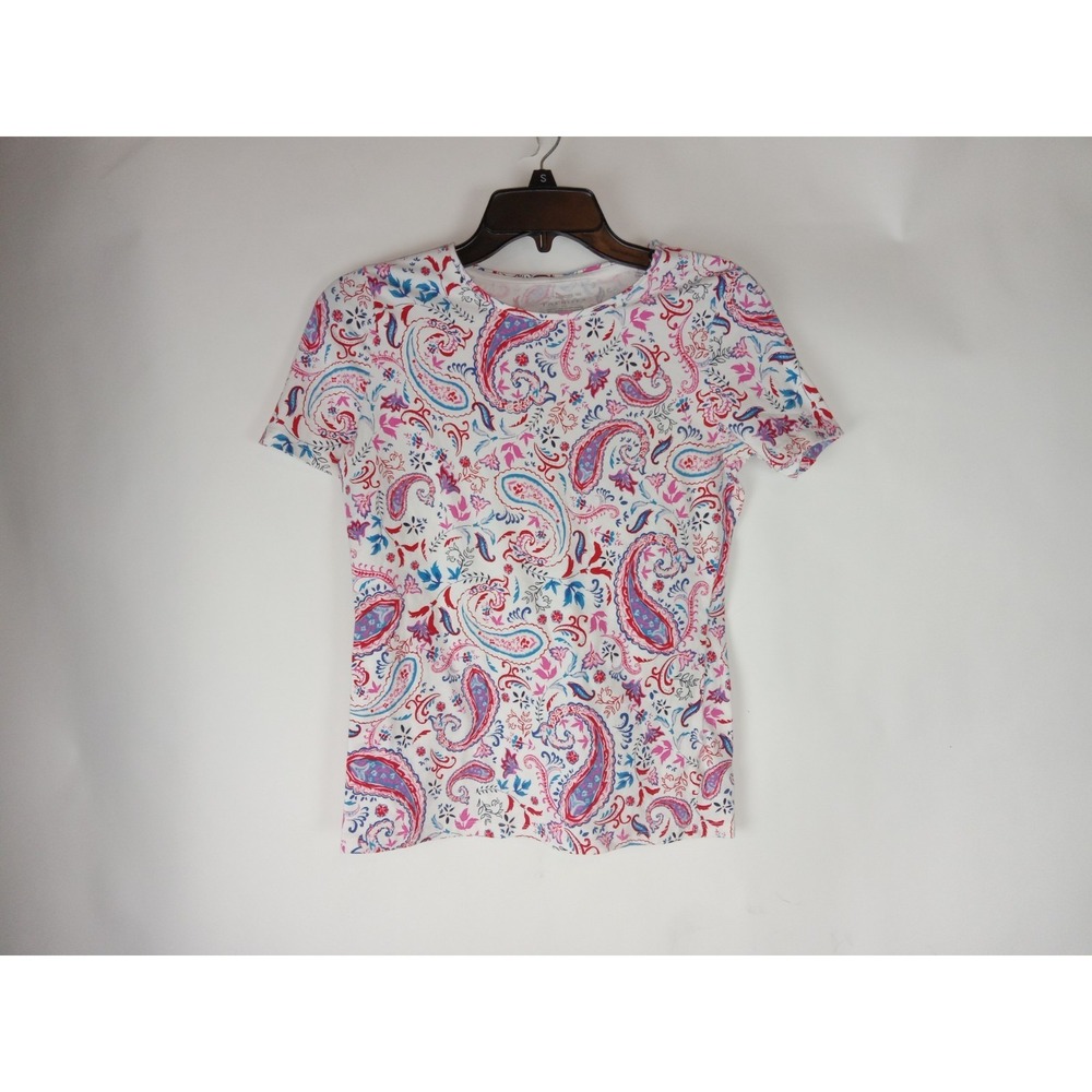Lot 2 Talbots Shirt Womens XS Short Sleeve Pullover Floral Paisley Muiticolor - Picture 2 of 16